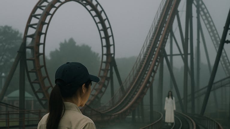 閉店後、絶叫マシンのコース点検で