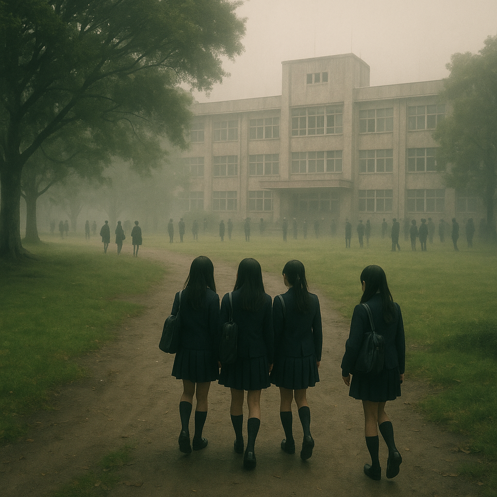 夢の中で、広い公園を歩いていると高校の校舎が・・のイメージ