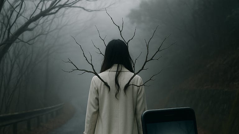 白いコートの女