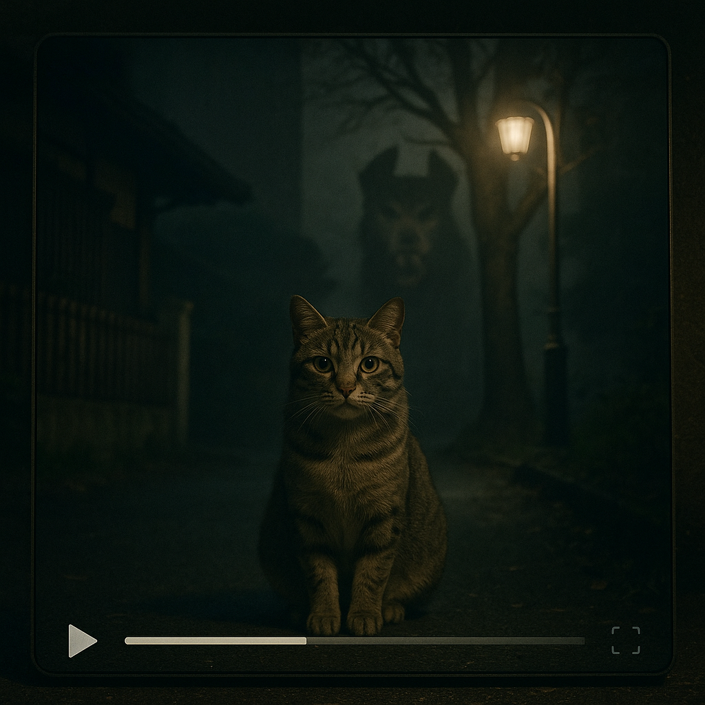 同じ様な猫と犬が映り込んでいるのイメージ