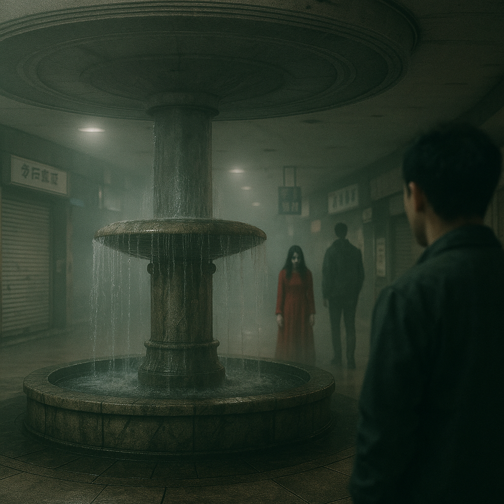 【大阪】泉の広場 赤い服の女のイメージ