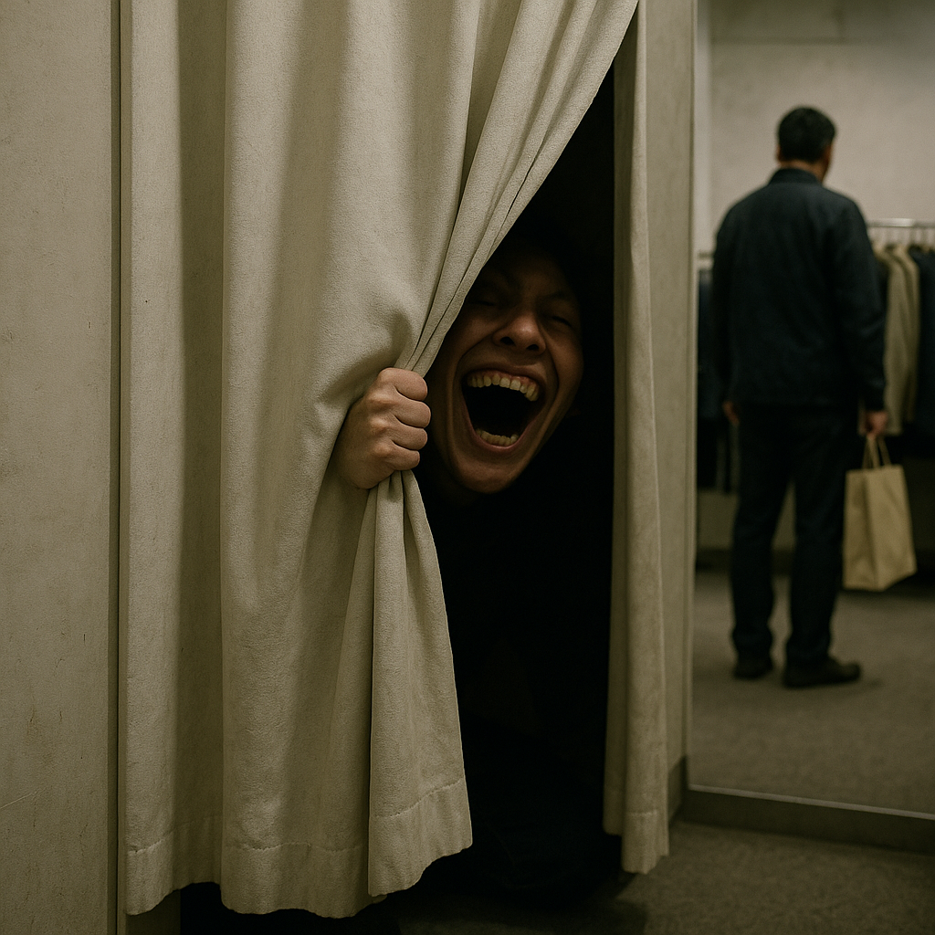 試着室で聞いてしまった笑い声のイメージ