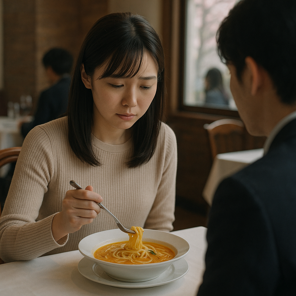 デートでスープパスタって食べにくいよねwのイメージ