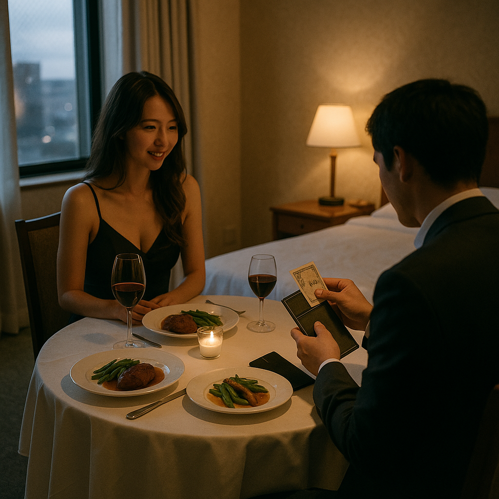 新婚旅行と元カノ③（完結編/元カノの部屋でディナーのイメージ