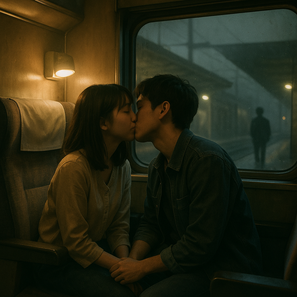 深夜特急③（暗い車内の個室で女性と2人きり）のイメージ