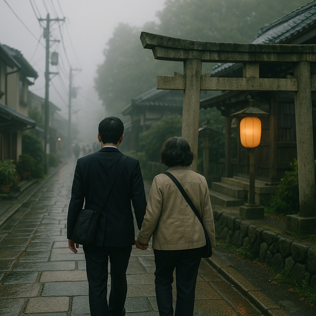 社員旅行で、30代派遣の男と50代派遣の女の親子はのイメージ