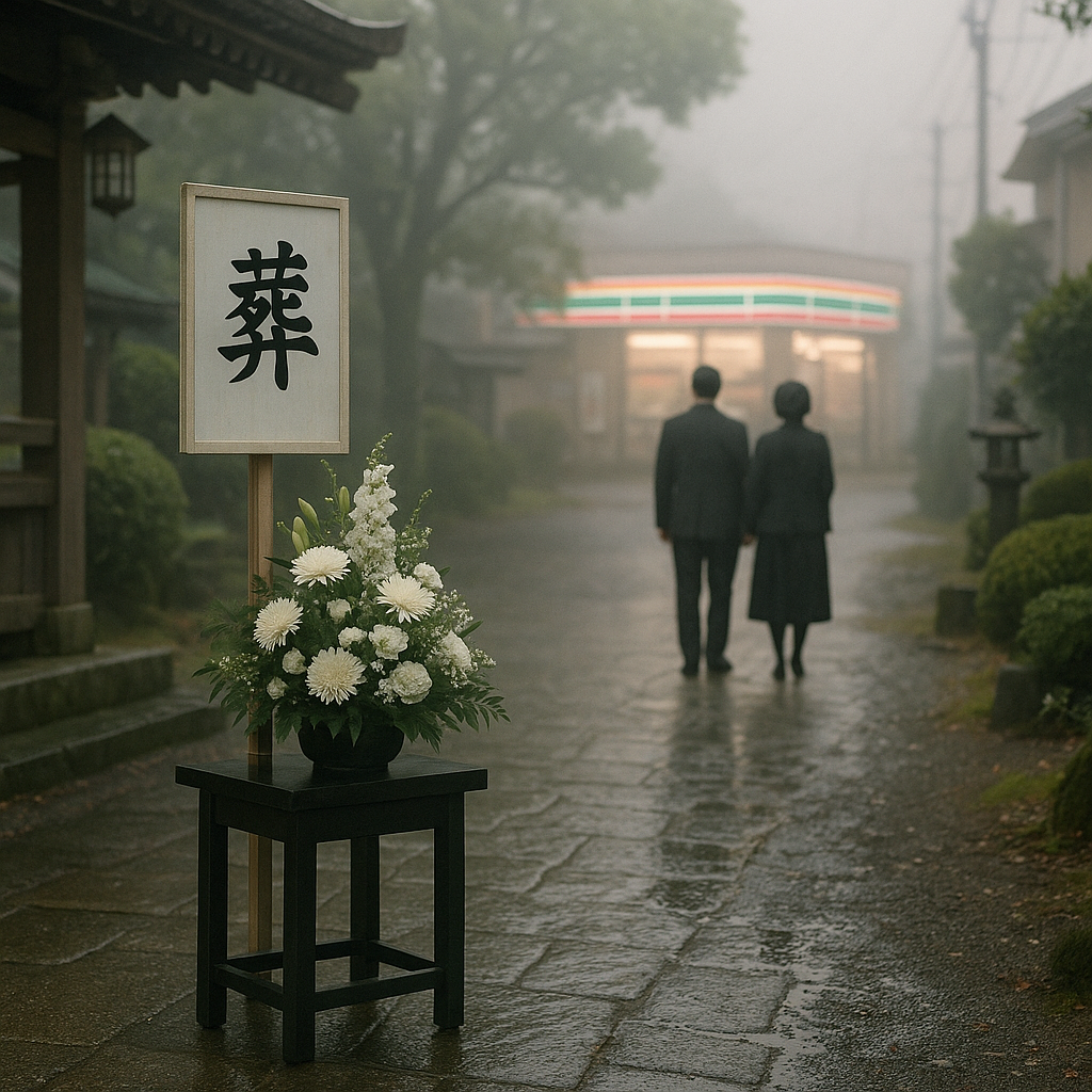 葬儀に参列した50代半ばの夫婦のイメージ