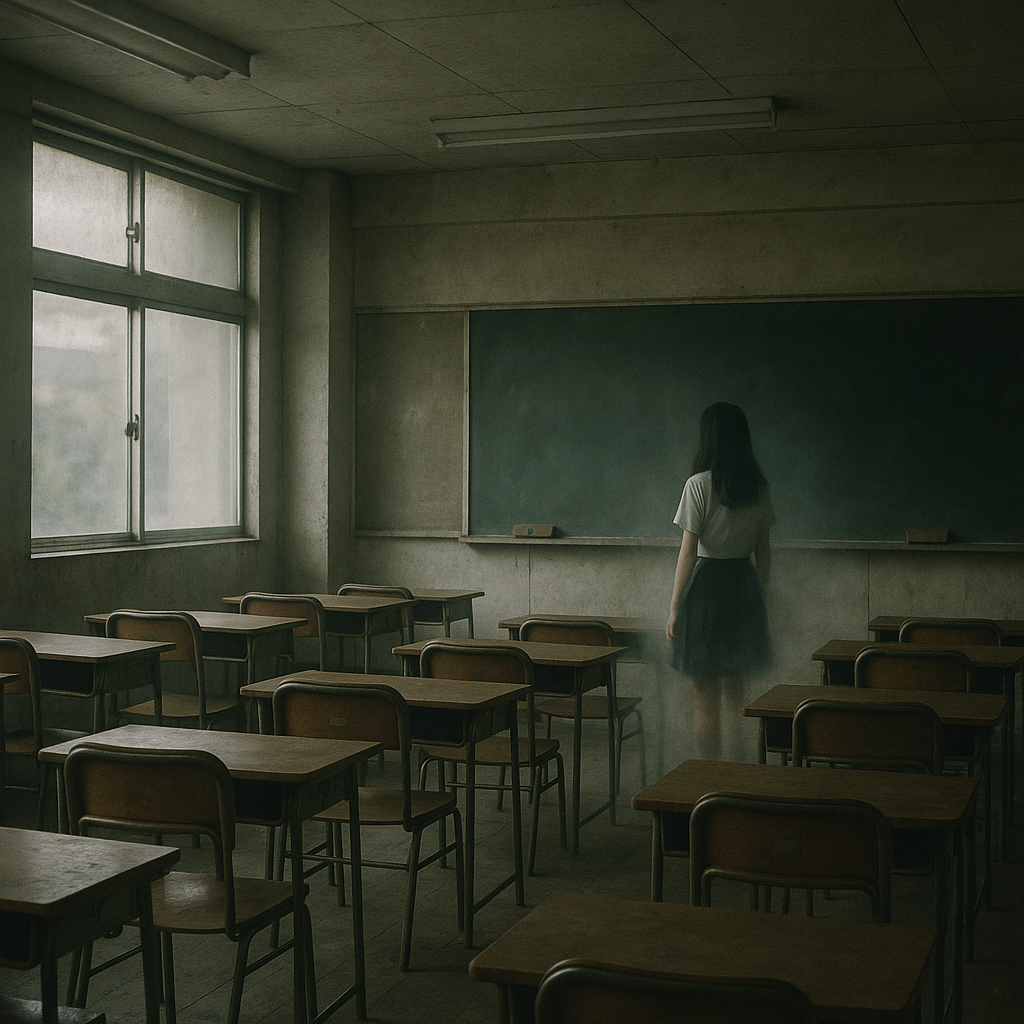 空き教室で女子生徒が一瞬で消えたのイメージ