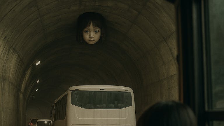 トンネルの中に小さい女の子