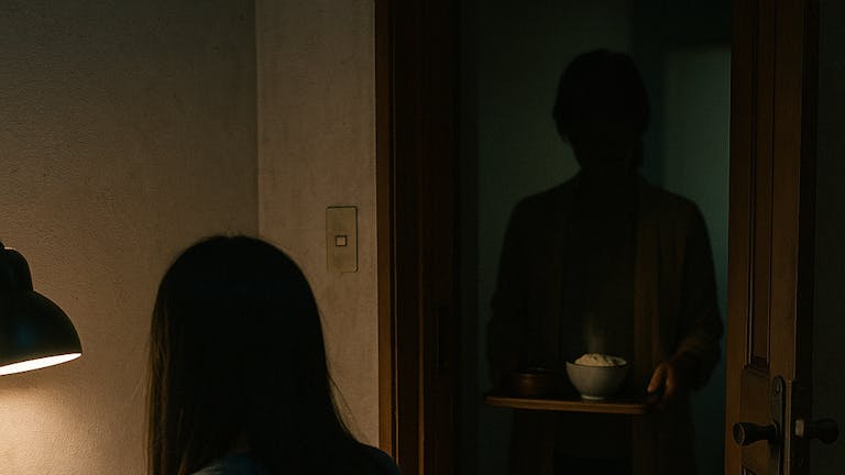 夜食をはこぶ母