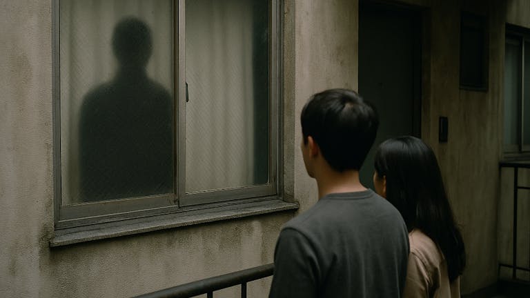 窓の向こうの影