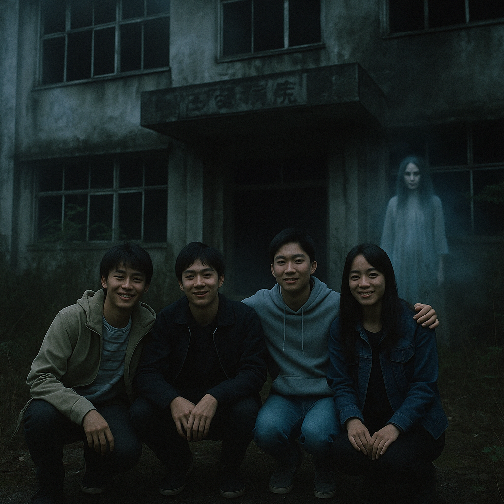 心霊スポットの集合写真のイメージ