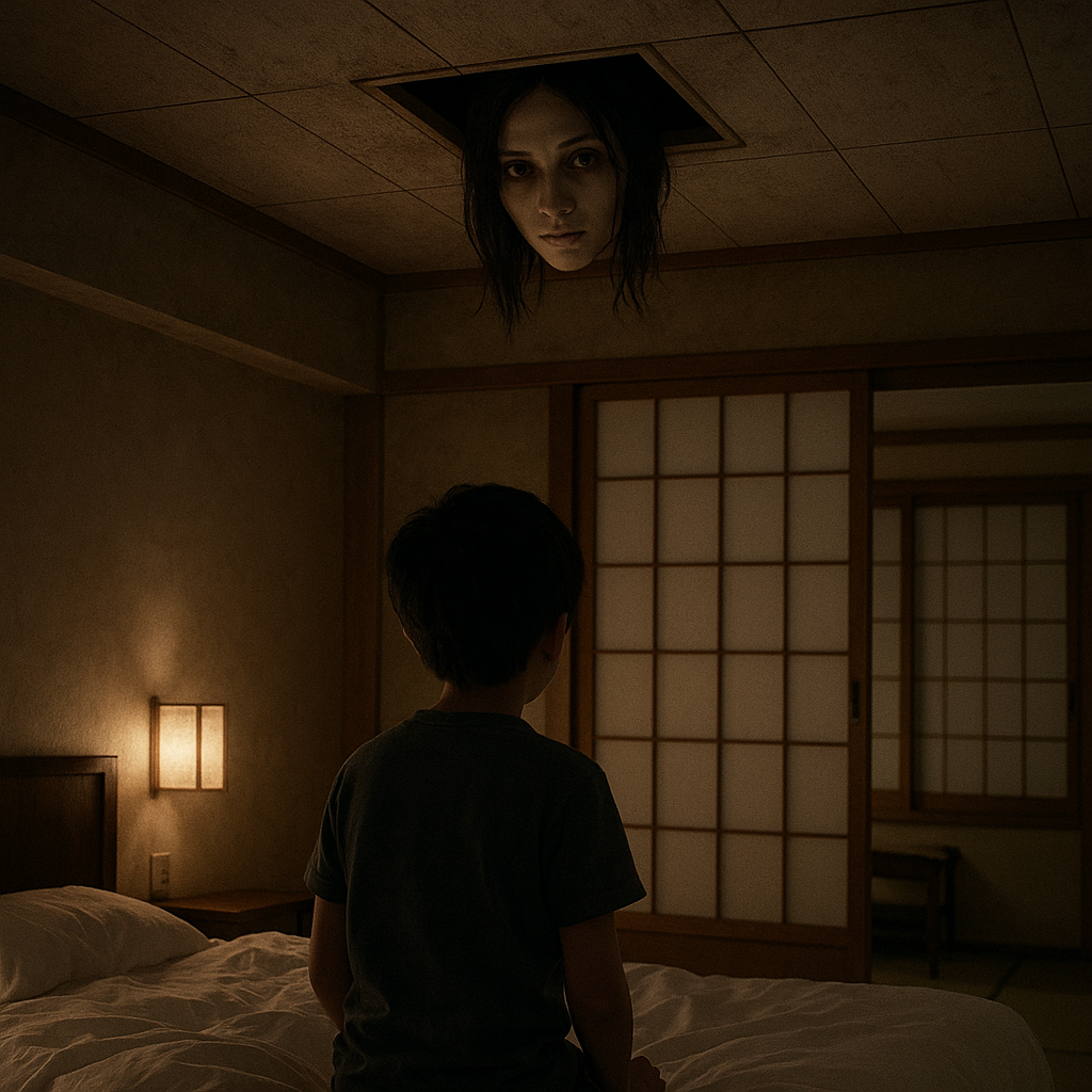 天井から女の顔がのぞいていたのイメージ